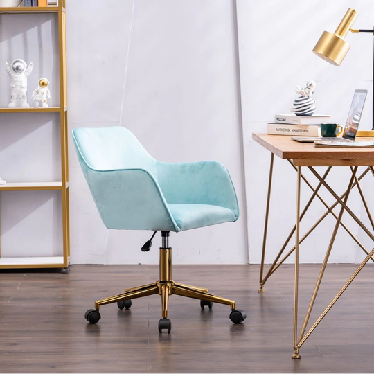 Velvet Adjustable Height 360 Revolving Office Chair With Metal Legs