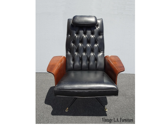 Vintage George Mulhuser For Plycraft Black Swivel Mr Chair Eames Herman Miller