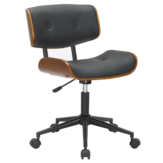 Modern Faux Leather Office Chair in Black - N/A