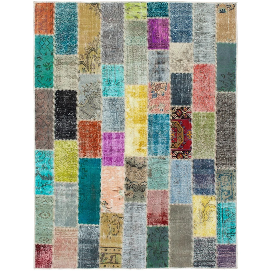 ECARPETGALLERY Hand-knotted Color Transition Patchwork Multi Wool Rug - 5'4 x 7'8