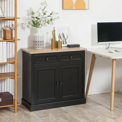 Sideboard Buffet Cabinet With Storage Drawers, 2 Door Kitchen Storage Cabinet With Adjustable Shelves, Coffee Bar For Living Room, Entryway, Dark Grey