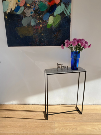 Narrow Marble Console Table, Small Hallway Table Or Radiator Cover, Contemporary Carrara Minimal Design