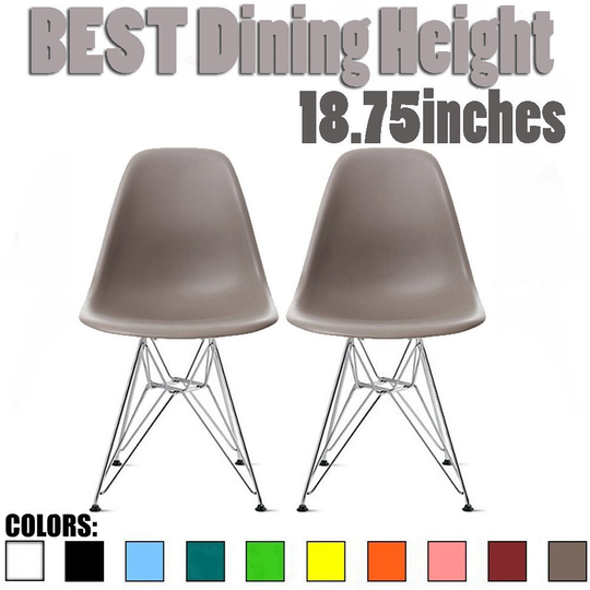 2xhome - Set of 2, Grey Designer Plastic Chair Silver Wire Dining