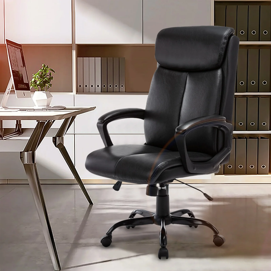 High Back Executive Bonded Leather Computer Offcie Chair with Armrests,Adjustable Height/Tilt - N/A