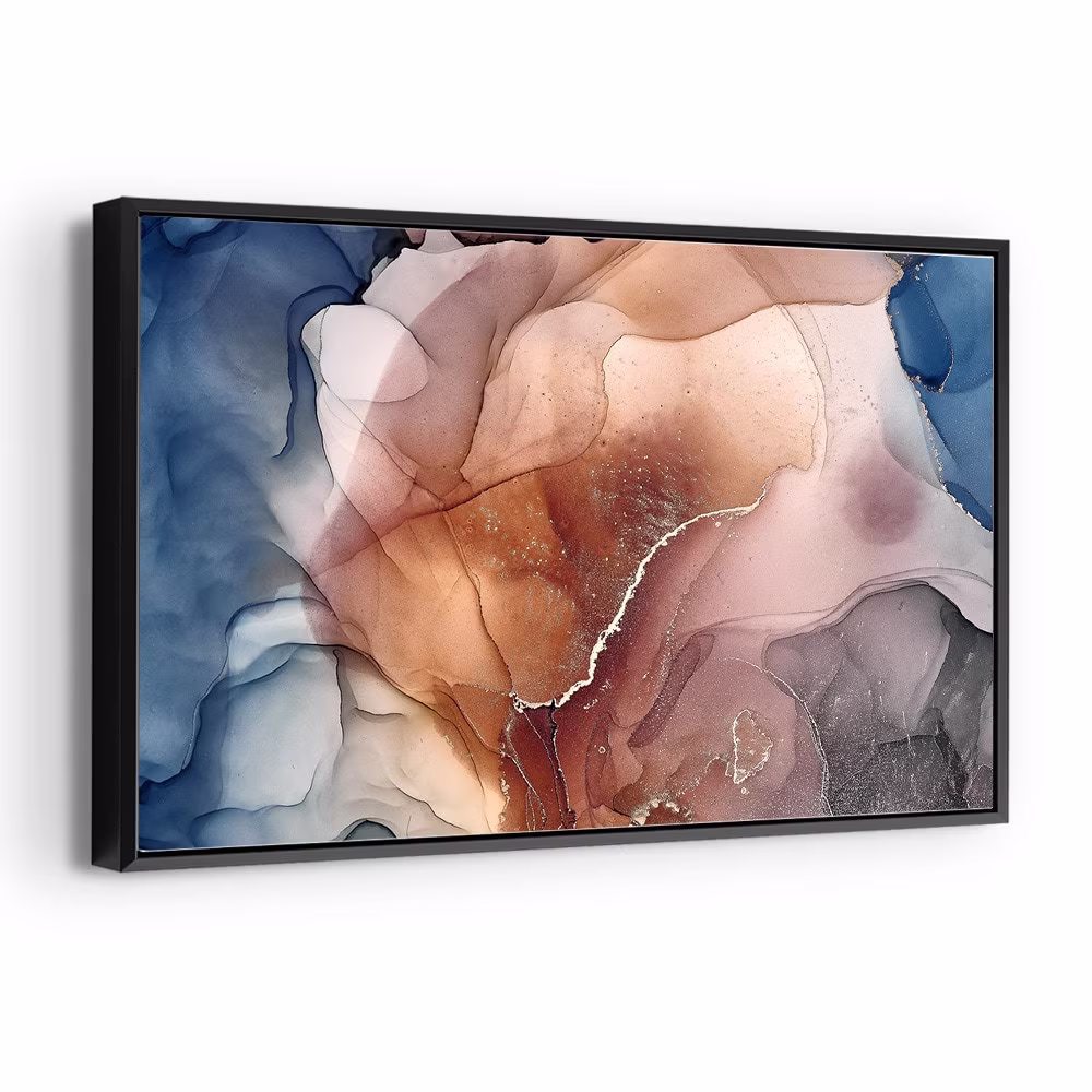 Colorful Abstract Canvas Fine Art Alcohol Ink Spots Pink Blue Orange Artwork Dessert Mirage Minimalist Wall Kitchen Decoration