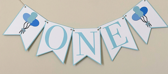 Balloon Bouquet High Chair Banner - Birthday Party Banner, Classic, First Birthday, One, Two