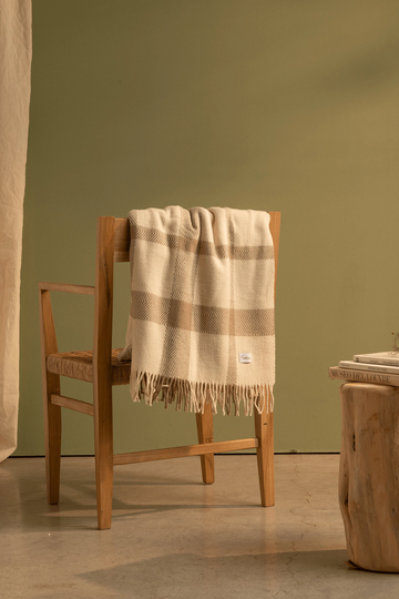 Merino Wool Throw Blanket, Sofa Blanket, Woven Soft Thin Blanket Plaid, 78" X 58" | Log Cabin