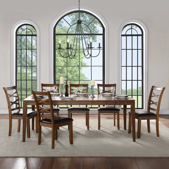 Zarbel Modern Farmhouse 77.5-inch Solid Wood Expandable Dining Table for 6-8 People with 19inch Leaf