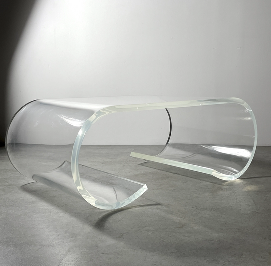 Vintage Lucite Scroll Coffee Table Karl Springer Style 1970S