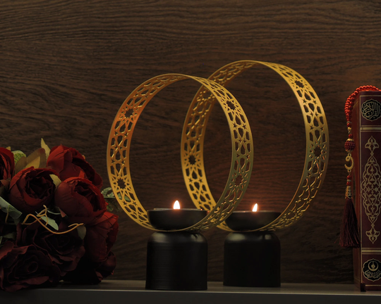 Set Of 2 Islamic Metal Candle Holder, Art, Table Decor, Home Muslim Gift, Ramadan Stand