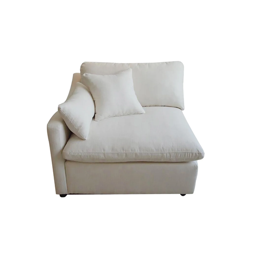 Linen-Like Fabric Cushion Back Accent Chair in Off-White