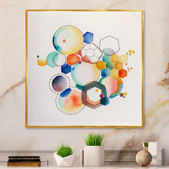 Designart 'Multi-Color Circular Abstract IV' Modern Framed Canvas Art Print