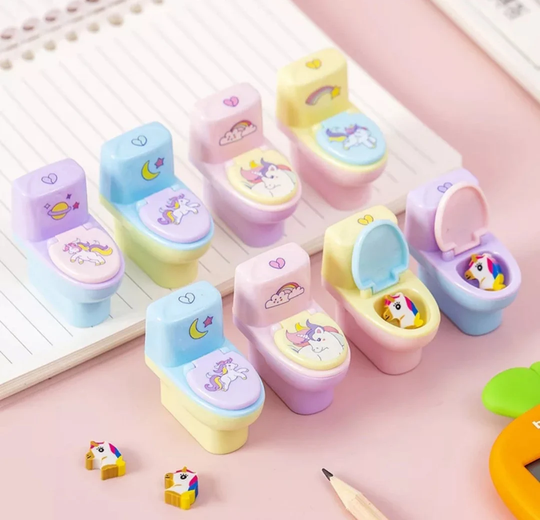 1Pc Creative Design Toilet Pencil Sharpener, Kawaii Stationery, Cute Unicorn Pencil Sharpener, Student Gift, Sharpener