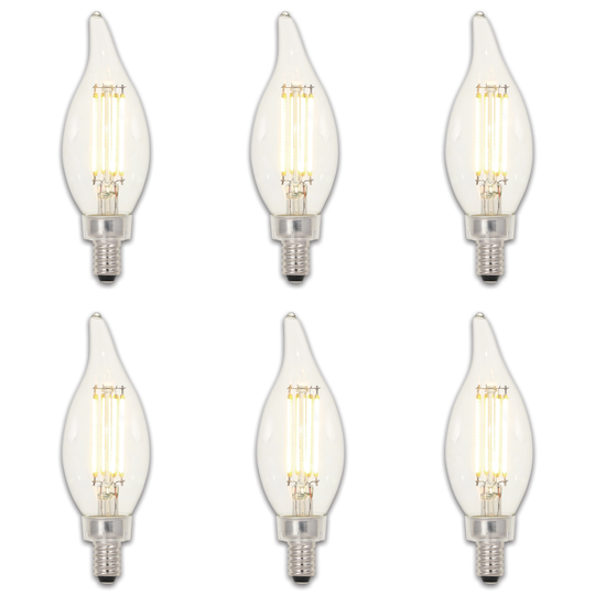 Westinghouse Lighting 4.5 Watt (60 Watt Equivalent) Clear CA11 Dimmable Filament LED Light Bulb, Candelabra Base, 6 Pack