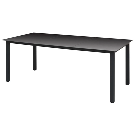 vidaXL Patio Table Black 74.8"x35.4"x29.1" Aluminium and Glass