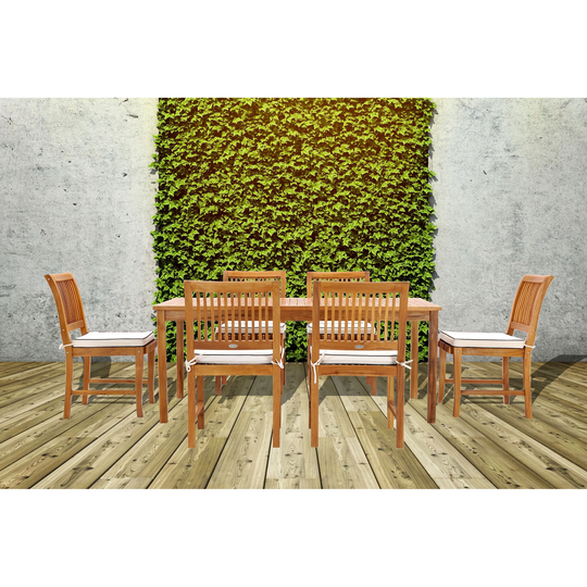 Chic Teak Bermuda Rectangular Teak Wood Patio Bistro Dining Table, 55 x 35 inch (Table Only)