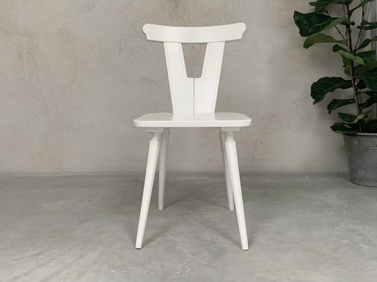 Vintage White Wooden Dining Chair/Mid-Century School Chair Massive Wood Scandinavian Style 60's Made in Austria