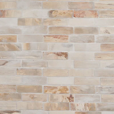 Dixiewood Brick Brown 11.41 in. x 12 in. Petrified Wood Floor and Wall Mosaic Tile (0.95 Sq. Ft.)