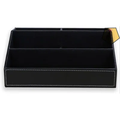 Pu Leather Multi-Function Desk Organizer Storage Box, Office Supplies Caddy, Pen/Pencil, Cell Phone, Business Name Cards, Note Paper, Remote Control H