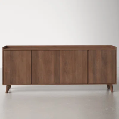 Claud 70.75L X 16W X 32H Medium Brown Wood 4 Door Tray Top Sideboard