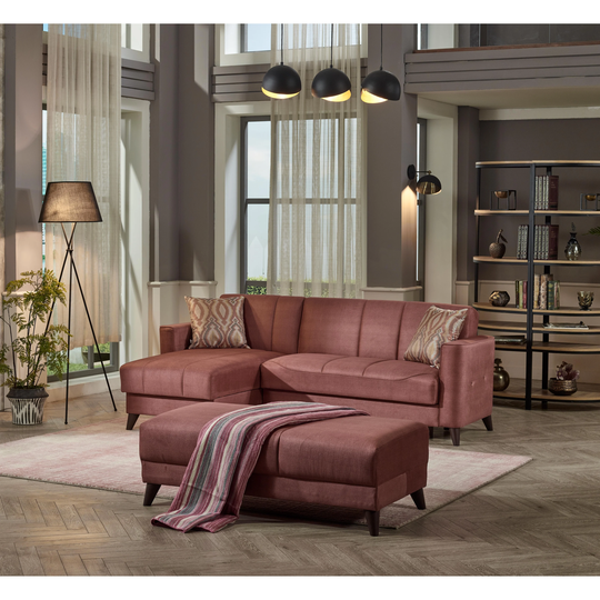 Midas Living Room Sectional Sofa With Ottoman