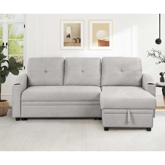 Bianxa Sectional Sofa with Pull Out Sofa Bed & Storage Chaise