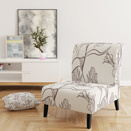 Designart 'Beige Floral Pattern II' Upholstered Patterned Accent Chair