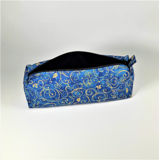 Zipper Bag Glittery Gold Swirls | Pencil Case Crystal Dice