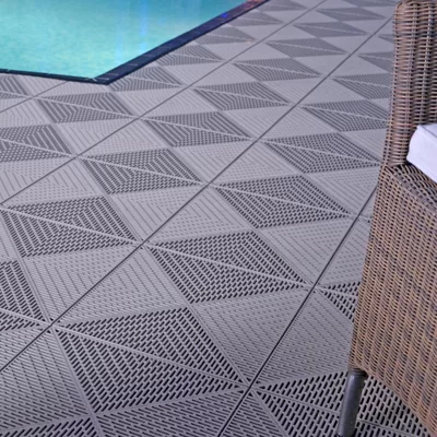 Bergo Plastic 14.9" x 14.9" Interlocking Deck Tile in Gray