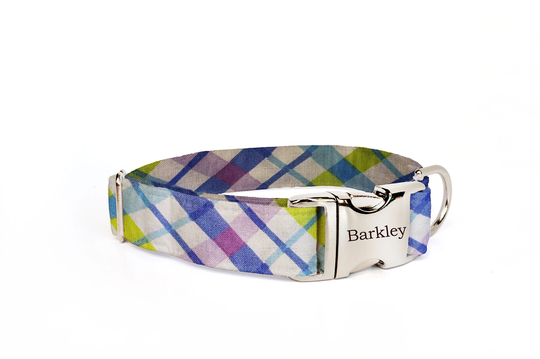 Plaid Dog Collar | Blue Lilac Engraved Collars Cute Summer Popular Gift Small Name
