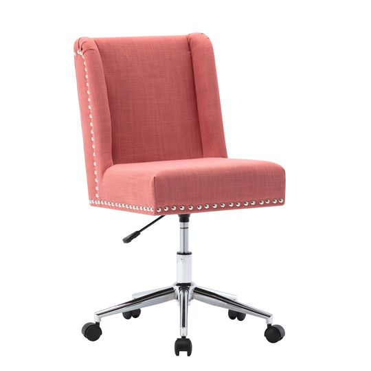 Porthos Home Office Chair With Fabric Upholstery, Studded Design