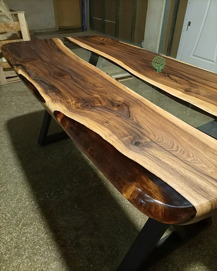 Custom 60" X 30" Epoxy Walnut Table Order For Kyojin