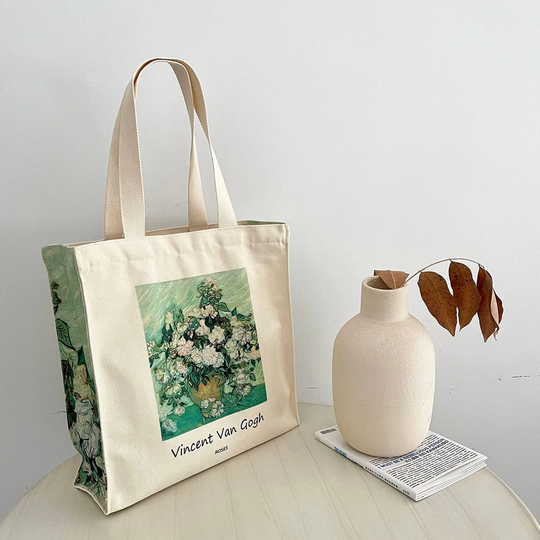 Rose Painting Tote Bag|Van Gogh Bag|Floral Aesthetic Bag|Teacher Life Bag|Canvas Bag|Vincent Art Bag|Bridesmaid Bags|Reusable Bag