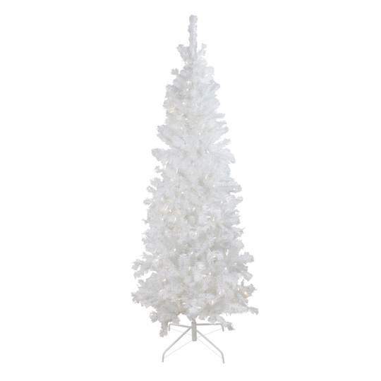 6.5' Pencil White Winston Pine Artificial Christmas Tree white LED - 6.5 Foot