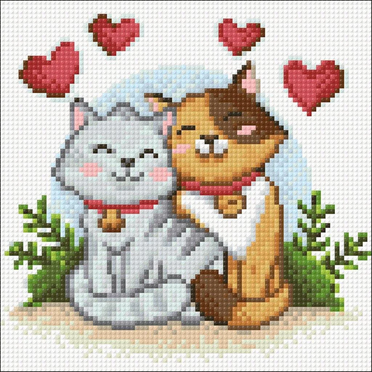 Cats in Love Diamond Painting Set By Crafting Spark. Little Kittens Cs2696 Art Kit. Large Kit