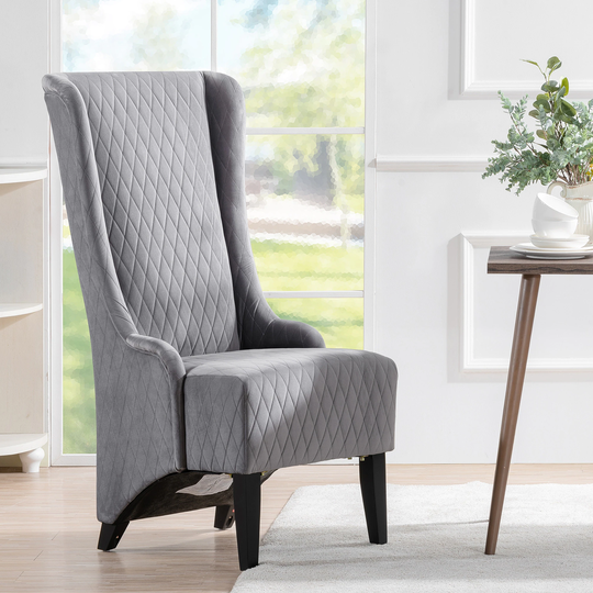 23.6" Wide Wing High Back Chair Velvet Fabric Padded Seat Tufted Cushions Side Chair for Living Room Chair with Birch Foot
