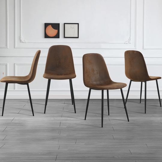 Set of 4 Dining Chairs, Modern Mid-Century Style Dining Kitchen Room Upholstered Side Chairs
