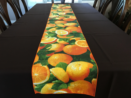Orange Slices Allover Table Runner Home Décor/Wedding Party Events Birthday Display Dresser Coffee & Side