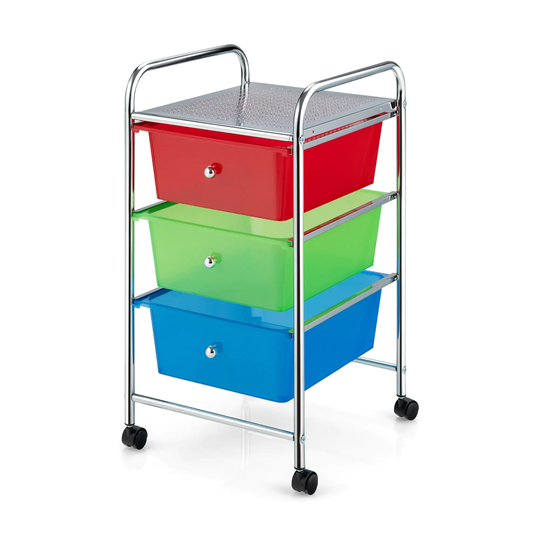 3-Drawer Cart Storage Bin Organizer Rolling with Plastic Drawers