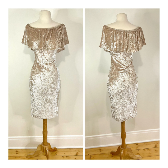 Vintage Velvet Pencil Dress Pink Off The Shoulder Midi Body Con 90S Party