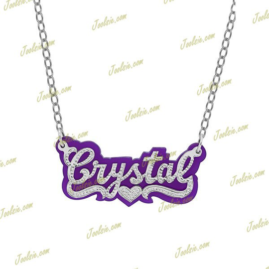 Personalized Sterling Silver Color Back Name Necklace, Any Color Name