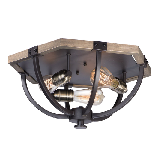 Lodge 20" Wide Steel Flush Mount Ceiling Light - weathered oak / bronze