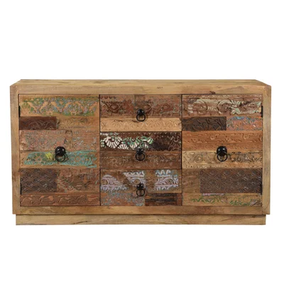 Bungalow Rose Reclaimed Wood 3 Drawers 2 Door Sideboard