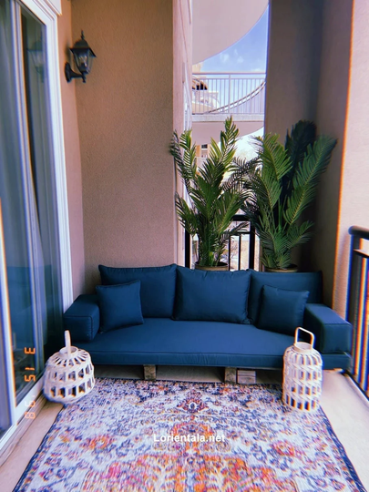 Blue Color Floor Sofa Turkish Arabic Living Room, Oriental Moroccan Home Decor Couch, Cushions Pillow, Yoga Meditation Modern Floor Bed Seat