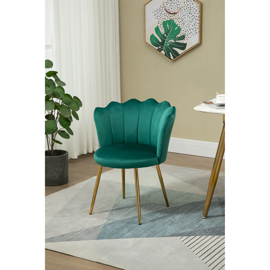 Living Room Chair/Dining Chairs Teddy Fabric Padded Seat with Cozy Backrest and Metal Leg