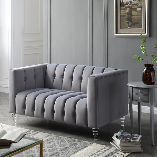 Loveseat Sofa Couch Velvet Modern Chesterfield Sofa Living Room Orange
