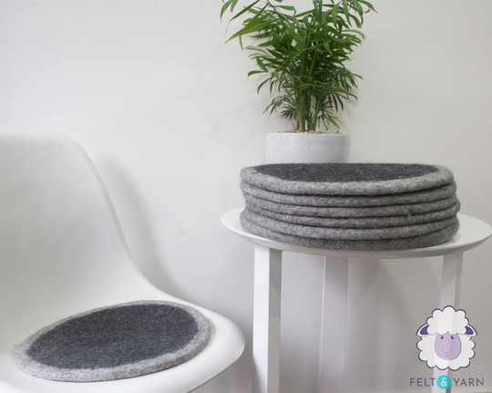 35cm Wool Felted Seat Pad, Round Thick Chair Cushion For Felt Home Decor Starts With 2 Sets Of Handmade Pads