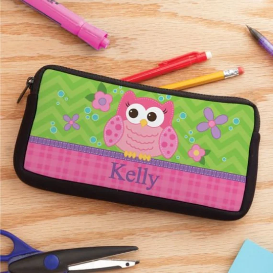 Sweet Owl Personalized Pencil Case, Customized Kids Pencils Pouch, Back To School Supplies