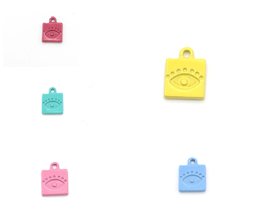 2 Pcs Colored Square Eye Charms, Necklace Pendant, Jewelry, Bracelet | 9x13mm Crld-30