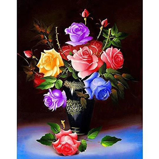Colorful Roses Diy 5D Diamond Painting Full Drill Round Rhinestone Embroidery Cross Stitch Art Home Wall Décor